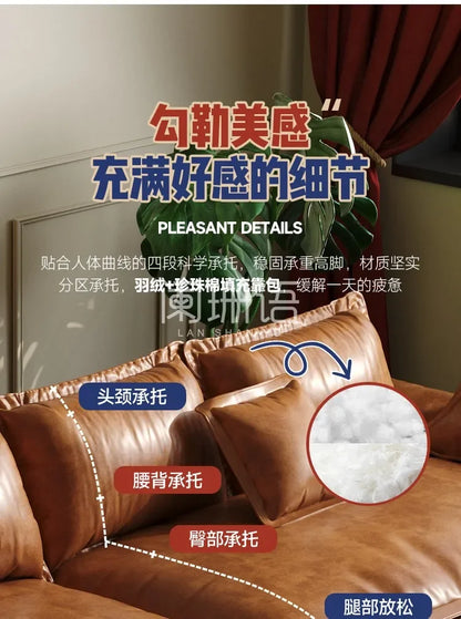 Lazy Leather Living Room Sofas Love Seat Nordic Minimalist Sectional Sofas Modern Relaxing Filling Sillon Cama Home Furniture