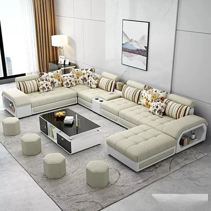 Set Di Divani In Tessuto Linlamim Per Soggiorno Con USB