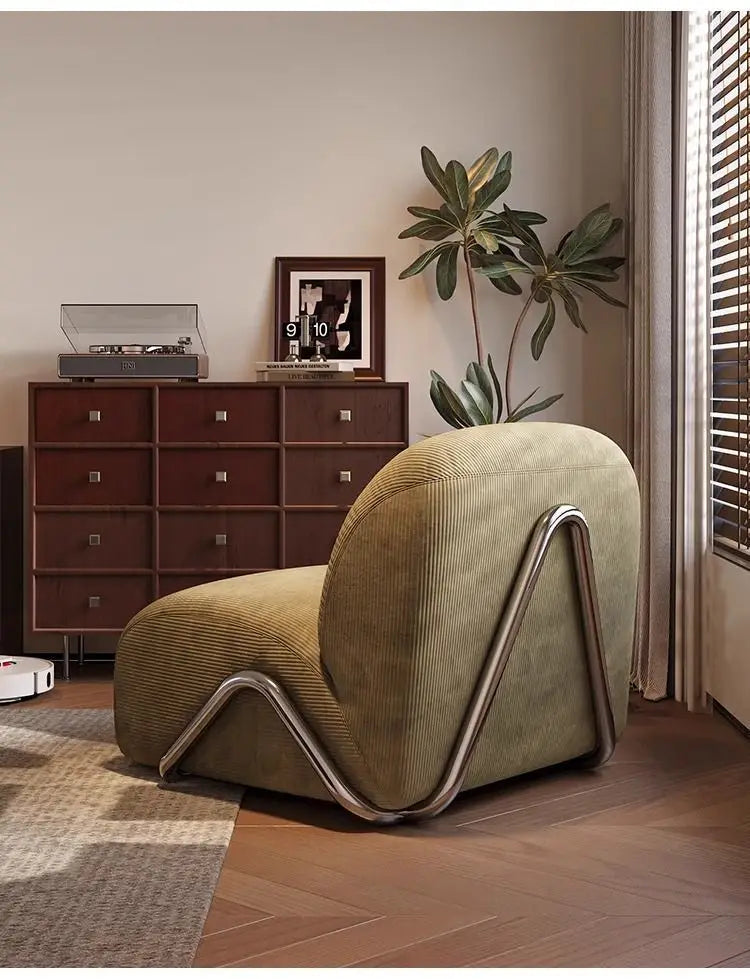 Medieval wabi-sabi wind single sofa living room home hotel homestay reception chair creative designer backrest leisure chair