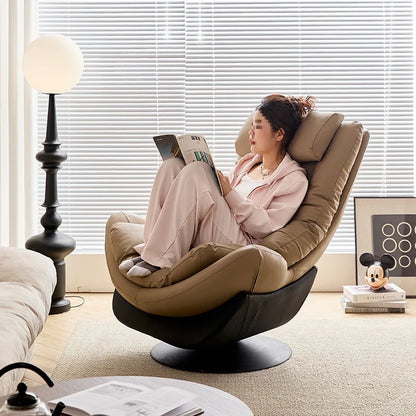 Light luxury single sofa chair rotatable designer casual lazy sofa Nordic living room balcony reclining single r &