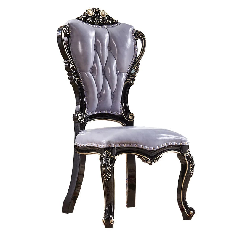 European marble dining table and chair combination American round table ebony French solid wood round dining table household