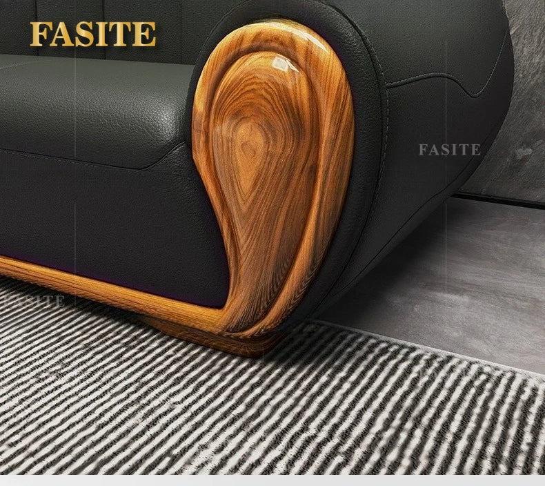 Leather sofa modern simple villa living room imported first layer cowhide