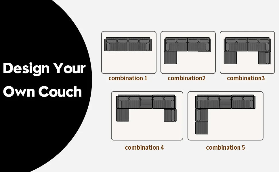 Cloud-style sectional sofa, with corduroy cover, fluffy memory foam cushions, easily assembled, modular recliner, large sofa set