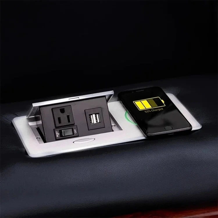 Luxury Dual Motors Power Reclining Sofa with LED Lighting, USB, Hidden Storage, Fold-Down Table & Tray – 3-Seat Recliner Sofa