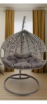 Swing Outdoor Furniture Rope Chair Modern Wicker Rattan Balcony Garden Hanging Double Egg Swing Chair with Metal Bracket
