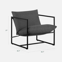 Modern Metal Accent Chair with Shredded Foam Cushion, Dark Grey, Easy Assembly, 250 lbs Capacity