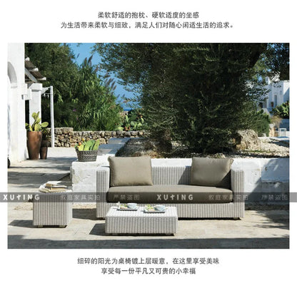 Outdoor rattan sofa combination waterproof and sun protection outdoor leisure courtyard villa balcony terrace sunroom