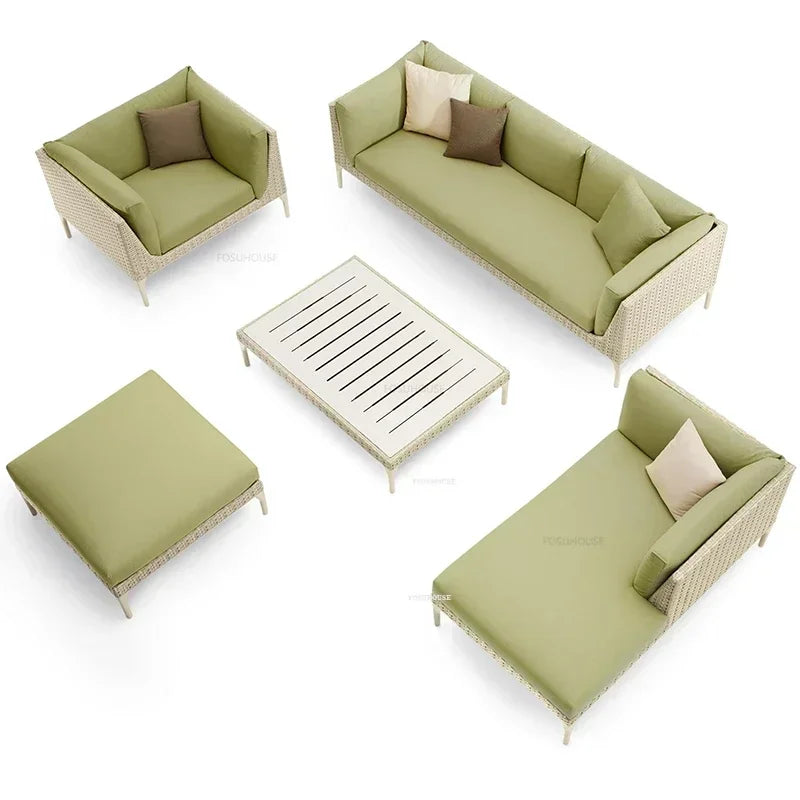 Modern Leisure PE Rattan Outdoor Sofas Set Patio Balcony Lounge Chair Simple Home Waterproof Sun Protection Set Garden Furniture