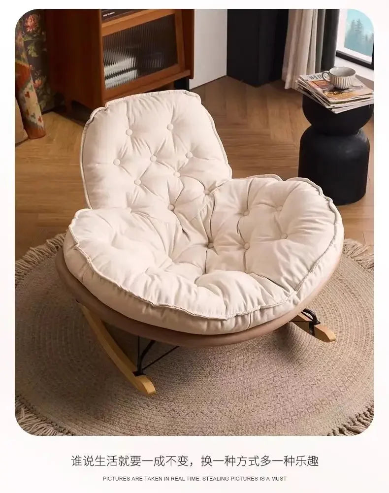 Nordic Style Rocking Chair for Living Room Cat scratch SKin Leather Light Luxury Lounge Chair for Adult Lazy Sofa Balcony Chair