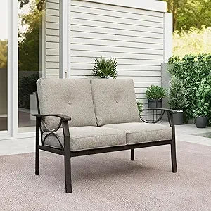 Outdoor Couch Aluminum Patio Furniture Sofa, 3 Seat All-Weather Metal Patio Couch with 5" Thick and Soft Cushion and Wide Arm, O