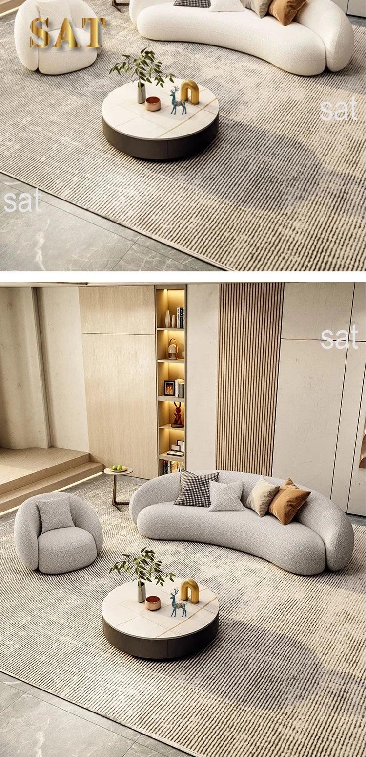mHot Sales Modern Couch Simple Sofa Minimalist Special Shaped White Velvet Light Luxury Living Room Sofa Furniture l