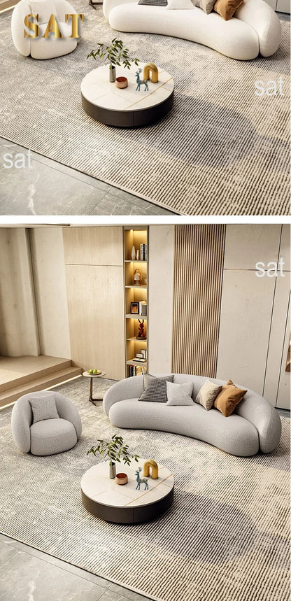 mHot Sales Modern Couch Simple Sofa Minimalist Special Shaped White Velvet Light Luxury Living Room Sofa Furniture l