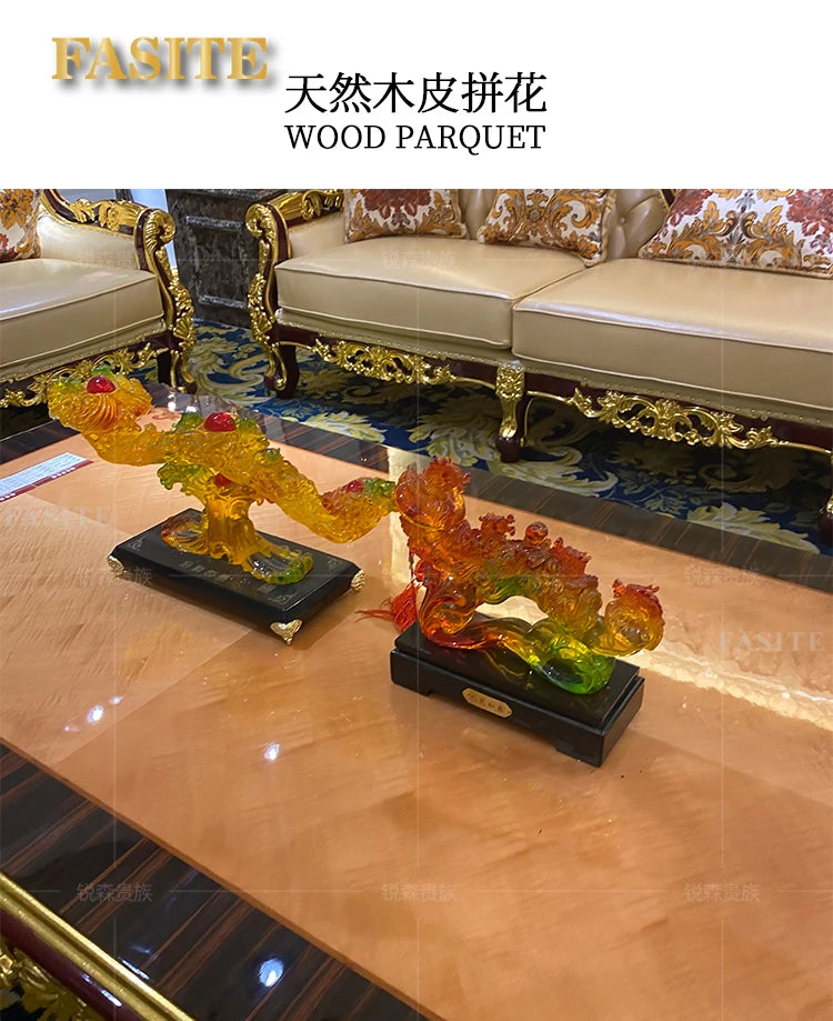 French solid wood coffee table European rectangular coffee table natural furniture
