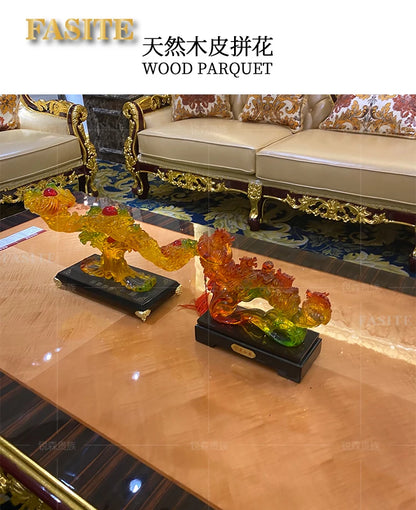 French solid wood coffee table European rectangular coffee table natural furniture