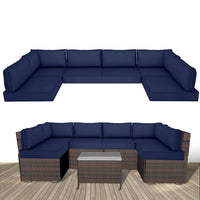 14 Piece Outdoor Replacement Cushions for Patio Furniture, Water-Resistant Sectional Sofa Cushions,Fits 6-seat, Customized