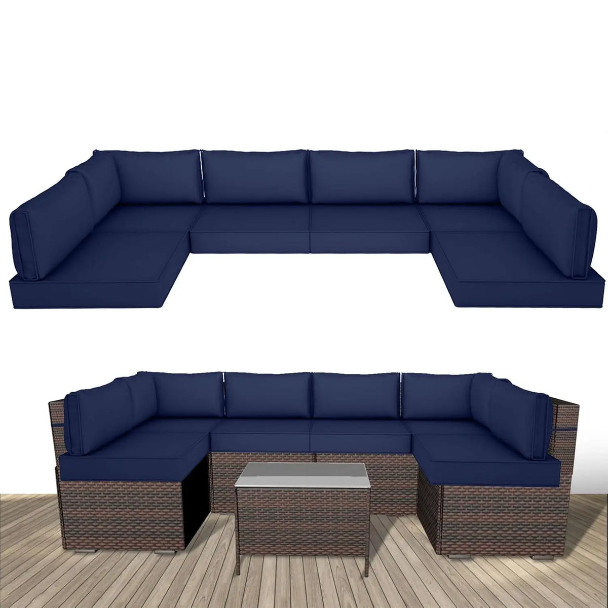 14 Piece Outdoor Replacement Cushions for Patio Furniture, Water-Resistant Sectional Sofa Cushions,Fits 6-seat, Customized
