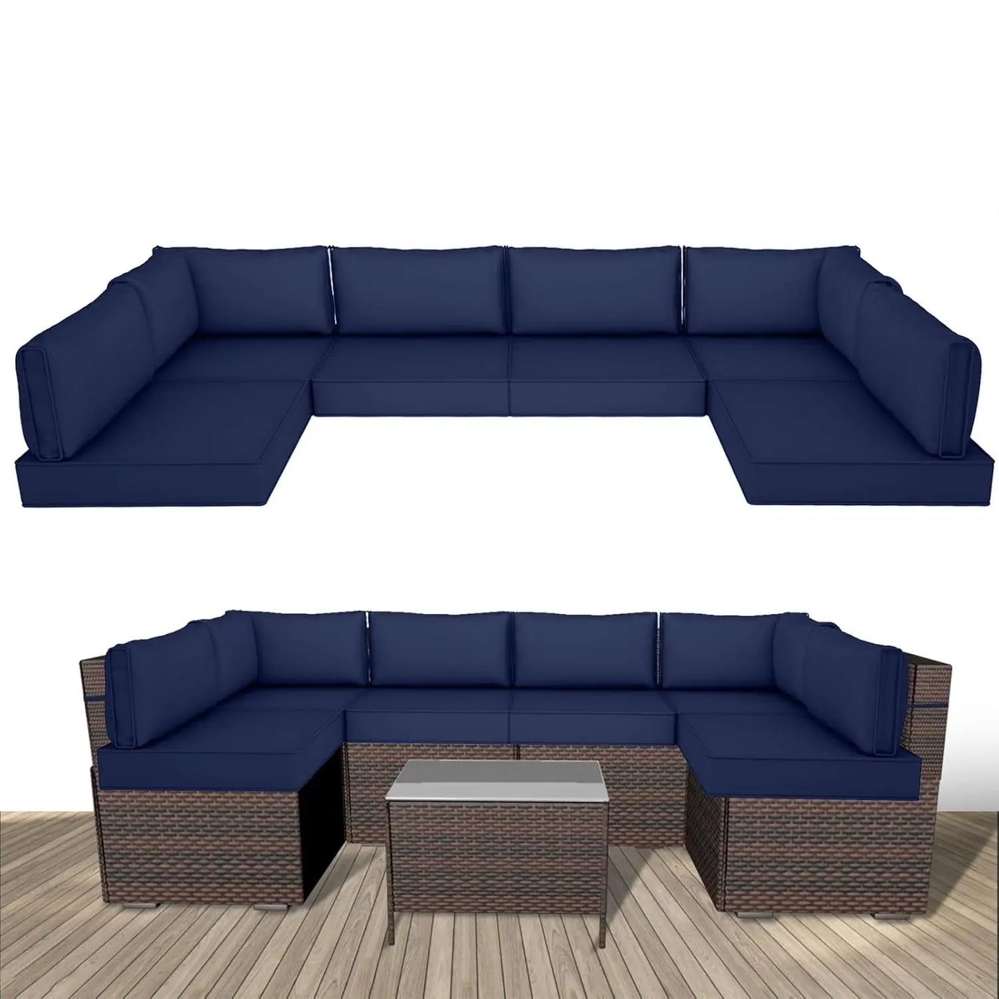 14 Piece Outdoor Replacement Cushions for Patio Furniture, Water-Resistant Sectional Sofa Cushions,Fits 6-seat, Customized
