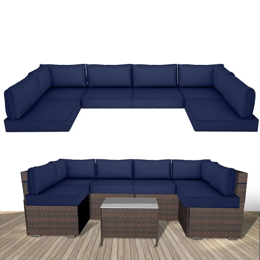 14 Piece Outdoor Replacement Cushions for Patio Furniture, Water-Resistant Sectional Sofa Cushions,Fits 6-seat, Customized