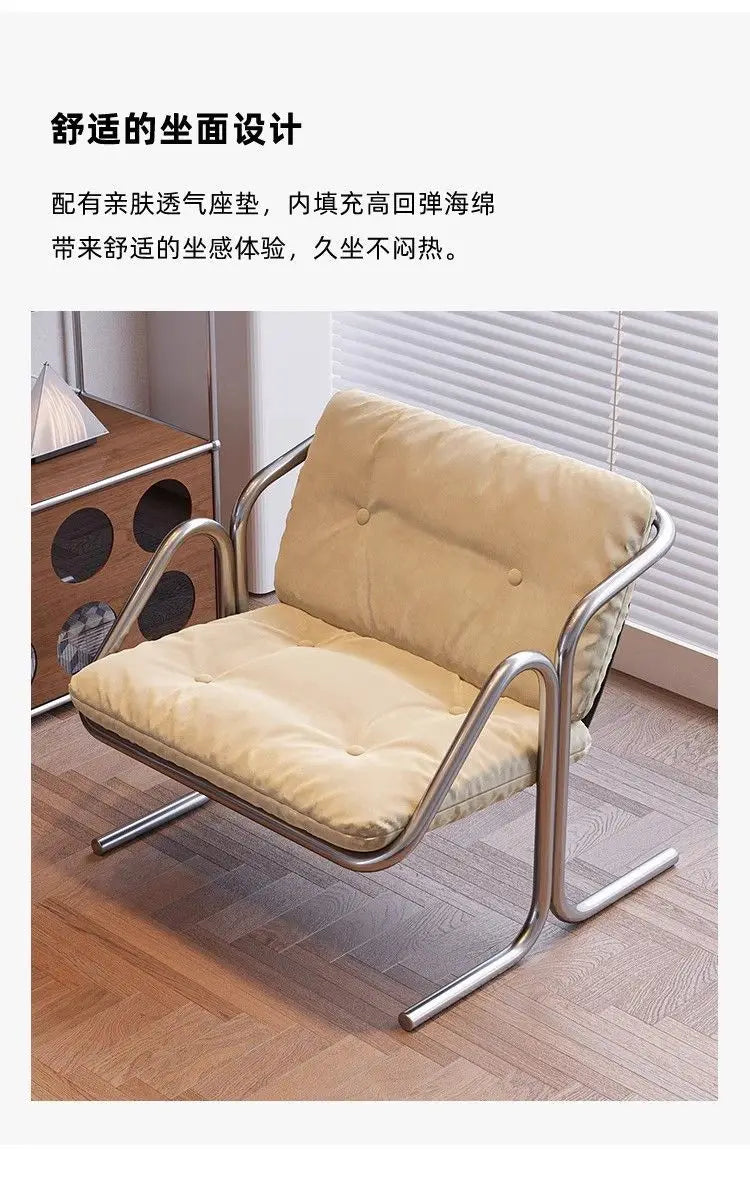 Wabi Sabi Bauhaus Lounge Chair Stainless Steel Frame Designer Minimalist Daybed for Living Room and Patio Relaxation