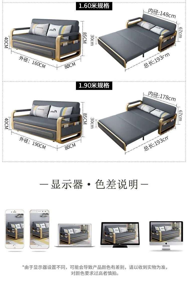 Dual-purpose simple multi-functional storage sofa bed retractable small apartment living room push-pull single double technology
