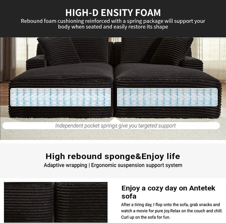Vacuum Compression Sofa, Sofa Block Combination Fabric Sofa, Living Room Sofa Bed, 2 Pieces of The Same Color Sofa