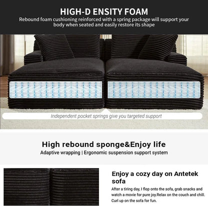 Vacuum Compression Sofa, Sofa Block Combination Fabric Sofa, Living Room Sofa Bed, 2 Pieces of The Same Color Sofa