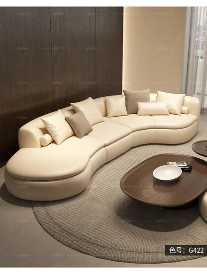 20031A Curved Leather Sofa First Layer Cowhide Semicircle Living Room Italian Modern Simple High-End Elegant