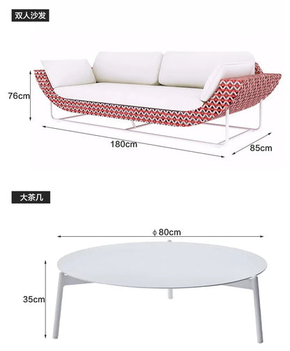 Outdoor Patio Rattan Sofa Hotel Homestay Open-Balcony Leisure Table and Chair Waterproof Sunproof Furniture Set