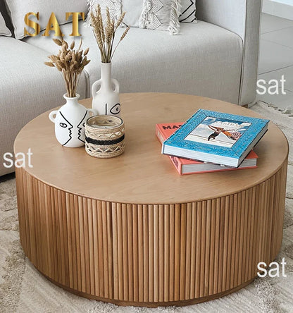*/--antique Oak Round Rustic Solid Wood Modern Farmhouse Classic Luxury Center Coffee Table For Living Room