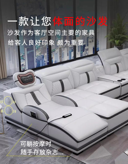 Multifunction Modern Sofas Genuine Leather Minimalist Electric Apartment Living Room Sofas Massage Comfortable Muebles Furniture
