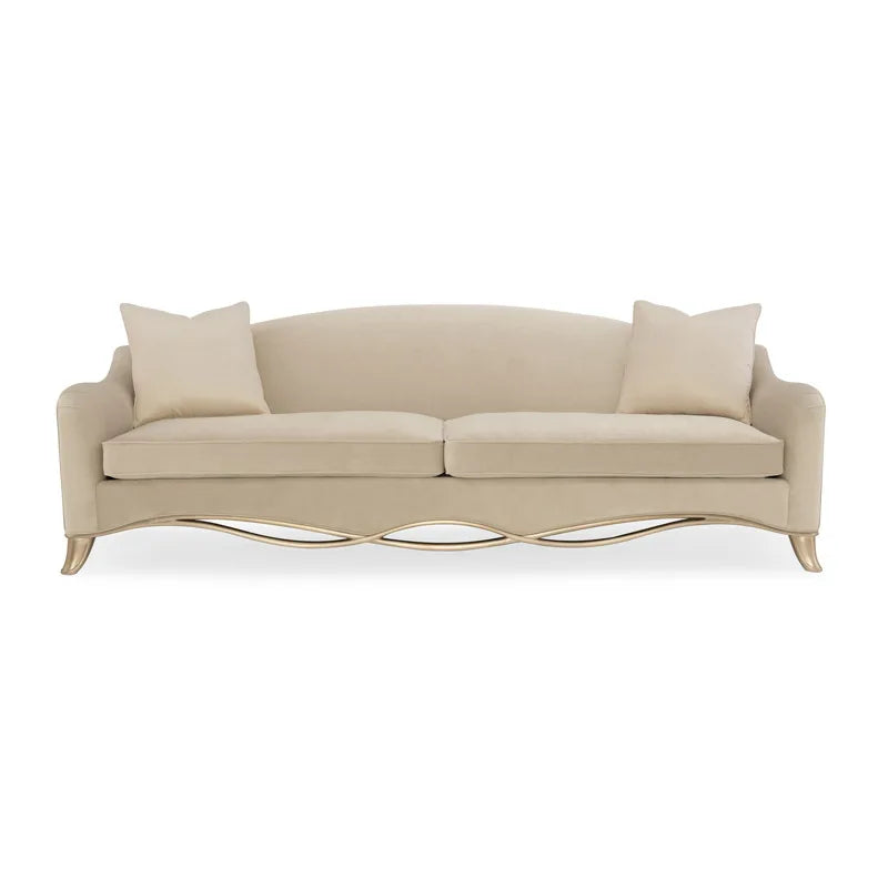 American modern simple living room solid wood fabric sofa French champagne gold combination full set of furniture