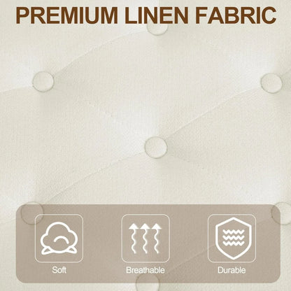 43.5'' Linen Bedroom Bench, Upholstered End of Bed Bench with Tufted Button, Padded Vintage Dining Bench, Entryway Bench