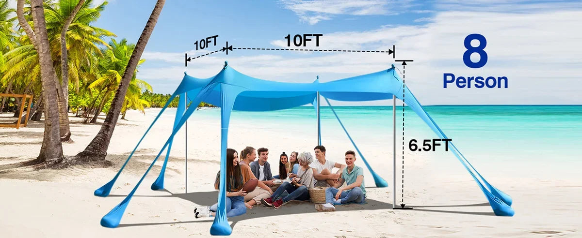 New Lycra Camping Sun Shelter UPF50+ Pop Up Beach Tent Outdoor Shade Beach Canopy for Camping Fishing Backyard Fun or Picnics