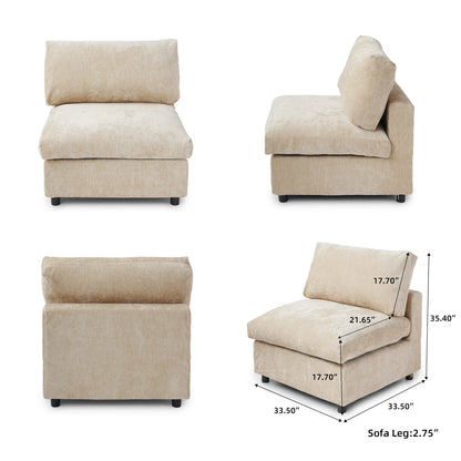 Sdorens Sectional Sofas for Living Room Modern Cloud Couch Chenille U-shaped Modular Sectional Sofa with Reversible Ottomans