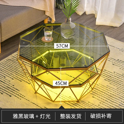 Nordic Glass Living Room Coffee Tables Light Luxury Modern Toughened Glass Bedroom Corner Table Iron Coffee Table Home Furniture