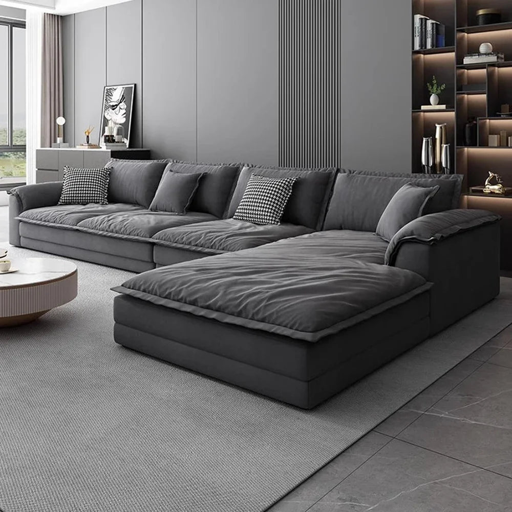 A Minimalist petal retro sofa home living room simple matte fabric corner sofa