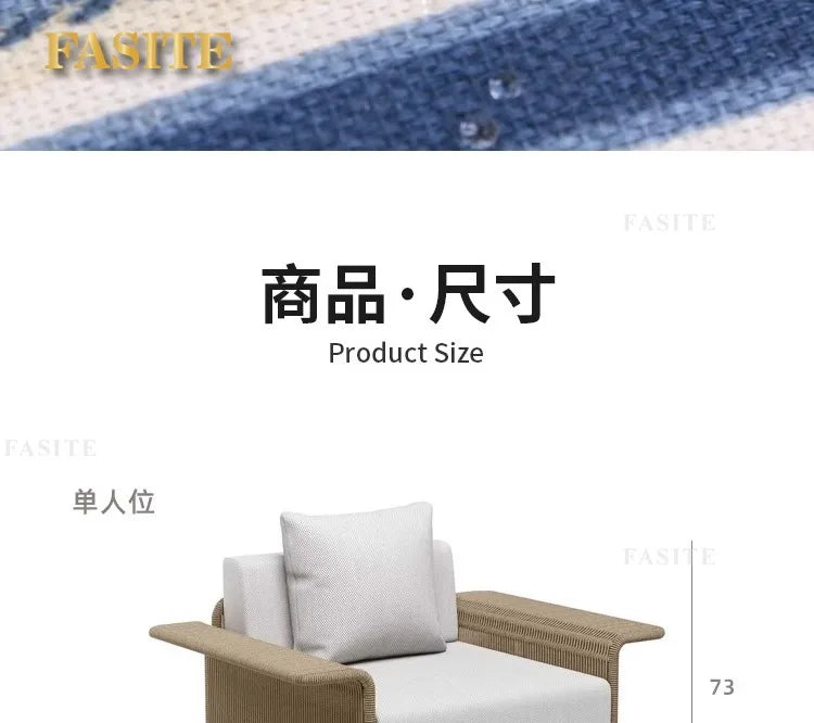 Outdoor Sofa Rattan Courtyard Garden Waterproof and Sunscreen Villa Sofa Simple Combination Rattan Furniture