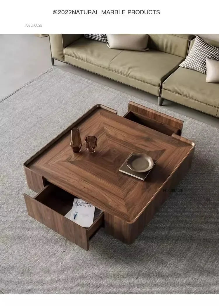 Nordic Solid Wood Coffee Tables Modern Coffee Tables for Living Room Furniture Design Sofa Side Tea Tables Organizer Drawers