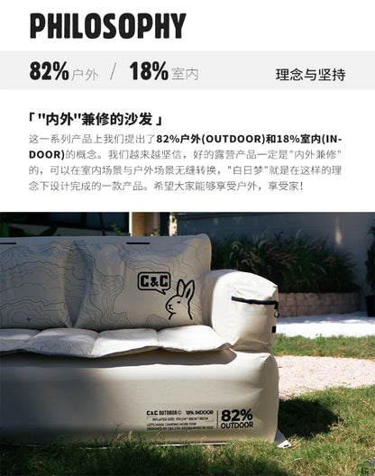 Double and Single Inflatable Sofa with Built-in Air Pump, Comfortable and Portable for Camping and Leisure Home Use