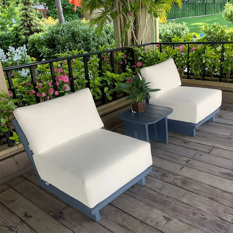 Luxury Outdoor Lounge Set - U-Shaped Sofa for Large Terrace, Pool Parties - Woven Design with Thick Cushions Coffee Table