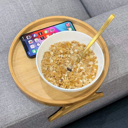 Storage Tray Table Sofa Armrest Clip-On Trays Natural wooden Sofa Tray Practical TV Snack Trays for Remote Control Drink Snacks