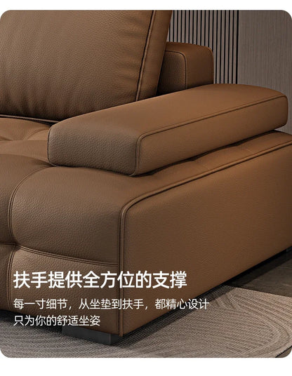 Modern Minimalist New Leather Living Room Lawrence Italian Light Luxury Straight L Shaped Sectional Lazy Soft Tatami Lounge Sofa