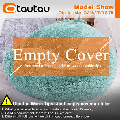 OTAUTAU Fluffy Faux Bunnyf Fur Bean Bag Cover Corner Pouf Cover DD003【No Filler Inside! You Need To Buy Filler By Yourself !】