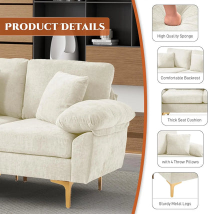 U Shaped Sectional Sofa Couch Set for Living Room Convertible Velvet with Chaise Lounge Ottoman and Pillows