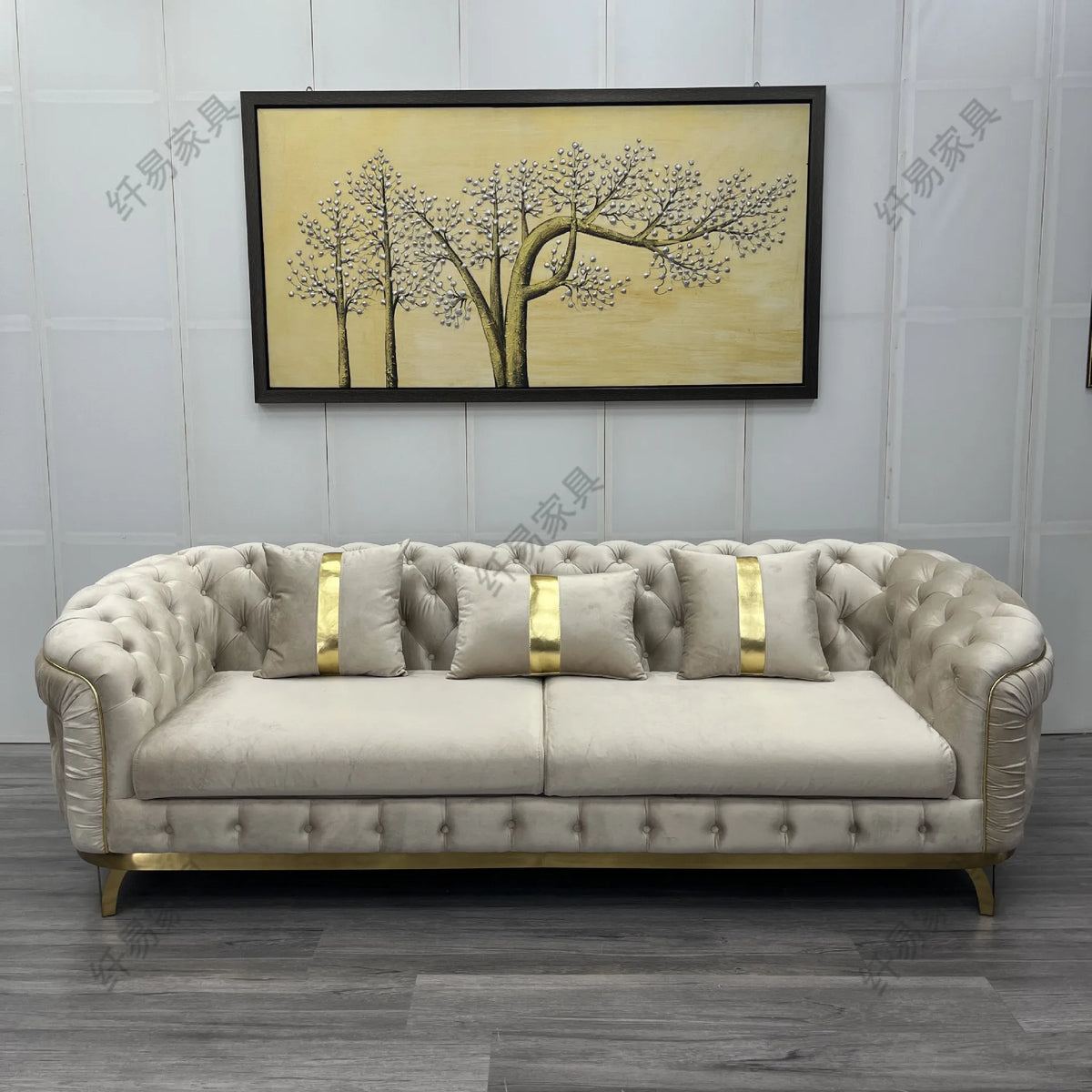 Italian light luxury fabric sofa combination modern minimalist velvet villa furniture