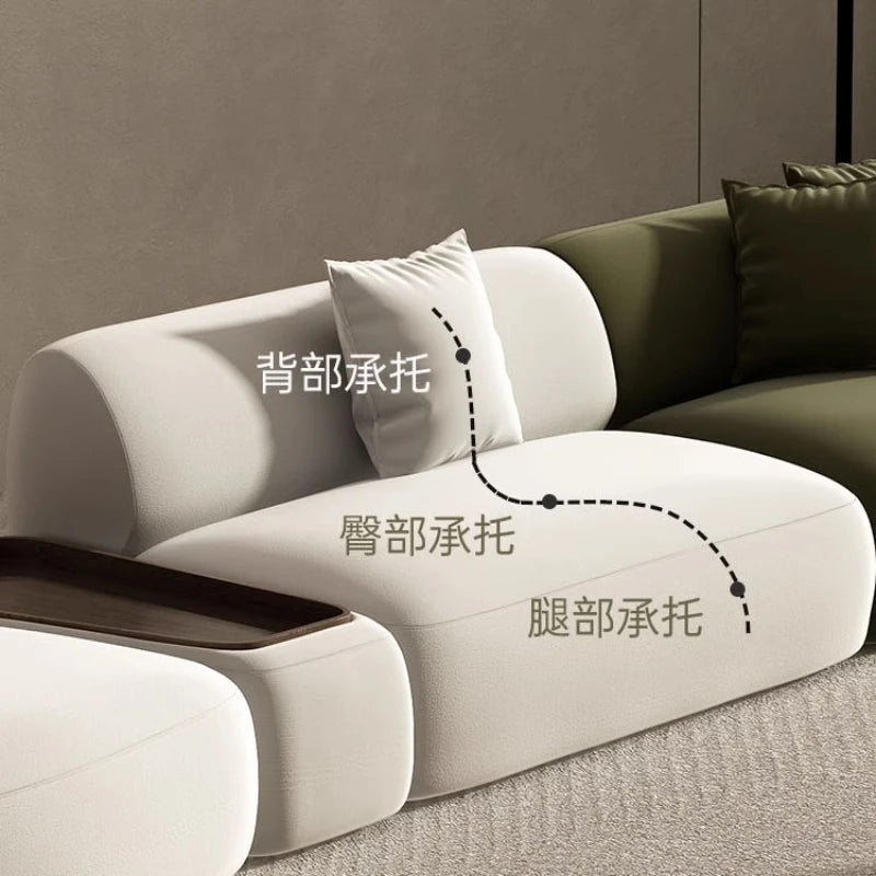 Curved Sofa Special Shaped Designer Beauty Salon Couch Lounge Area Sofa Coffee Table Set Furniture Velvet Living Room Sofas