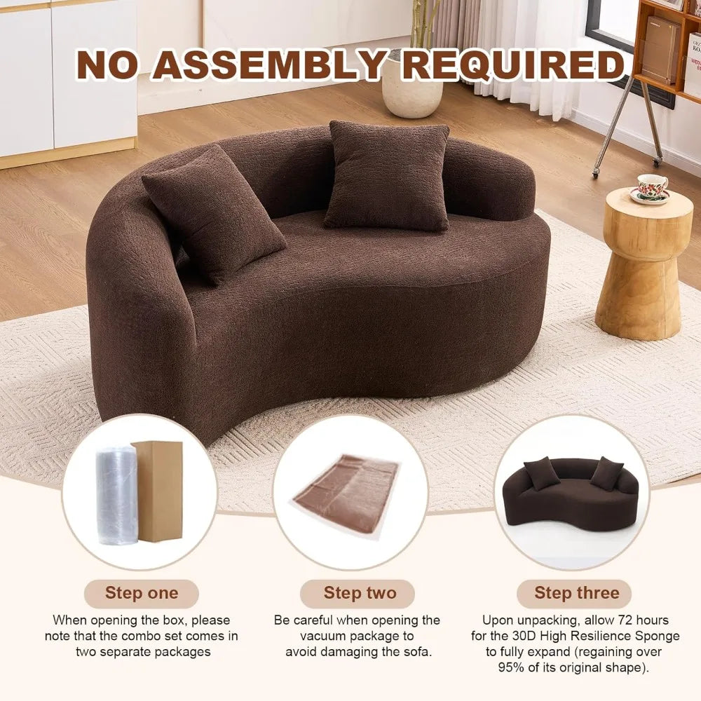 Customizable 66.9'' Modular Sectional Loveseat, Chenille Upholstered Boneless Curved Loveseat with Deep Seat,Combination Round S