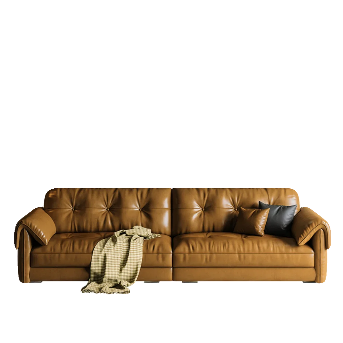 Oil wax leather sofa, French retro style, large and small apartment, living room straight combination