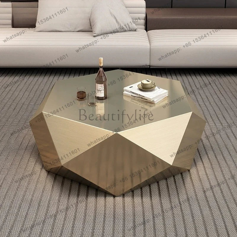 yj9 Golden diamond coffee table advanced sense modern simplicity special-shaped light luxury living room home Italian minimalist