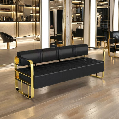 Modern Luxury Gold Wrought Iron Salon Station Furniture High Quality Portable Stainless Steel Waiting Chair Warehouse Mall Hotel
